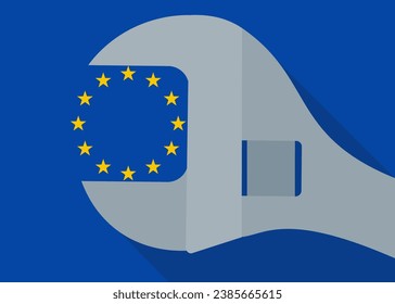 European construction (long shadow,flat design)