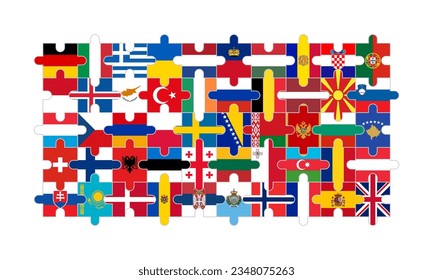 european continent flag jigsaw. vector illustration isolated on white background