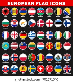 European Countries Flag Icons Vector
