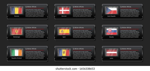 european countries flags banner glossy