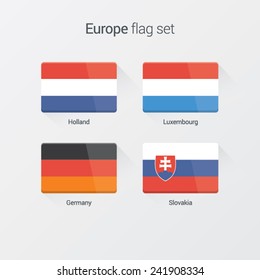 European countries flat flags set