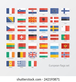 Bandeiras planas dos países europeus