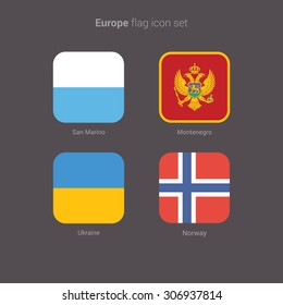 European countries flat flags set