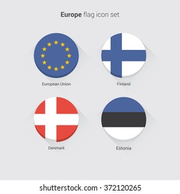 European countries flat flags set