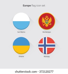 European countries flat flags set