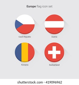 European countries flat flags set