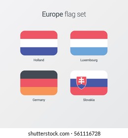 European countries flat flags set