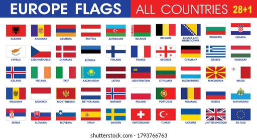 European countries Full Set All official flags collection