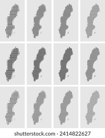 El conjunto de mapas con puntos de los países europeos