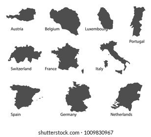 European countries shapes isolated EU