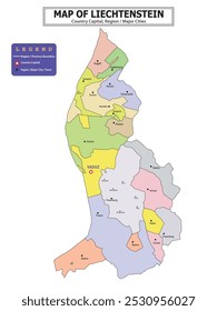 European Country Geography Political map. Political map of country with capital, province or state capital, major cities and town.