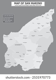 European Country Geography Political map. Political map of country with capital, province or state capital, major cities and town.