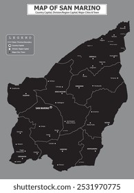 European Country Geography Political map. Political map of country with capital, province or state capital, major cities and town.