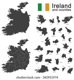 european country Ireland and counties in details