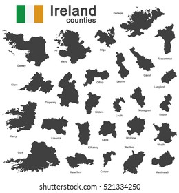 european country Ireland and counties in details