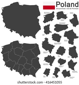 european country Poland and detailed voivodeships (provinces)