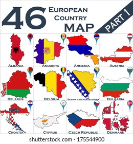 European country set with map pointers - Part 1