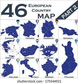 European country set with map pointers - Part 2