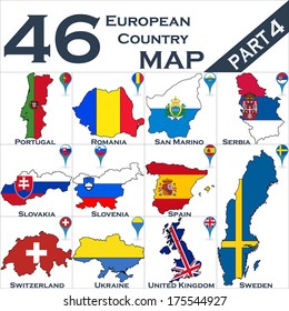 European country set with map pointers - Part 4