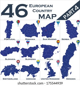 European country set with map pointers - Part 4