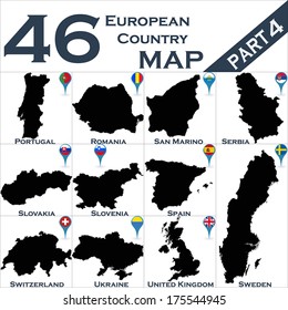 European country set with map pointers - Part 4