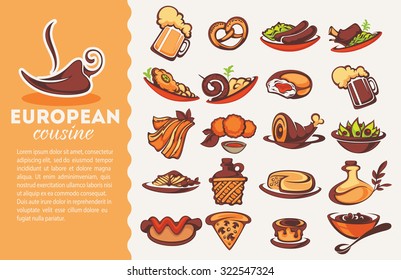 European cousine, vector collection