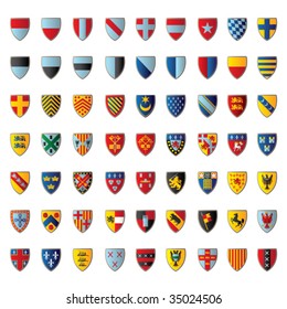 European crests isolated on white. Vector illustration.