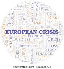 La nube de palabras de la crisis europea se crea sólo con texto.