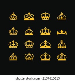 European crown silhouette set vector