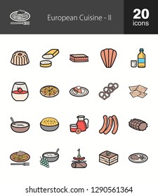 European Cuisine Filled Icons