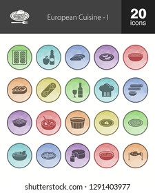 European Cuisine Filled Icons