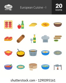 European Cuisine Flat Icons