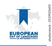 European Day of Languages,  26 September, banner, ads, post design, vector illustration, stock image, eps file. European Day of Languages social media template design, European Languages day.