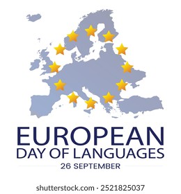 European Day of Languages poster design, Bandeiras europeias com nome de países no vetor de poste de sinais, línguas de diferentes países, 26 de setembro.