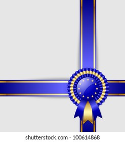 European document template with rosette and ribbon