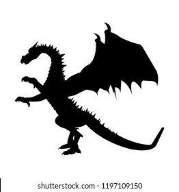 European dragon black silhouette, isolated