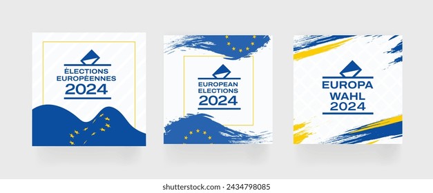 European Election 2024 Social Media Post. Set of social media post for EU vote 2024 . EPS vector illustration.
