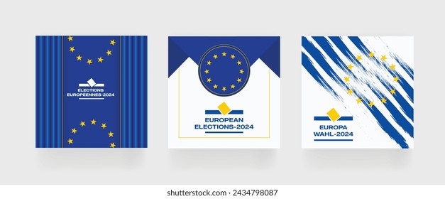 European Election 2024 Social Media Post. Set of social media post for EU vote 2024 . EPS vector illustration.
