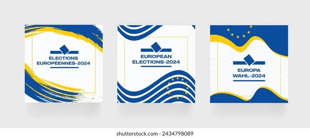 European Election 2024 Social Media Post. Set of social media post for EU vote 2024 . EPS vector illustration.
