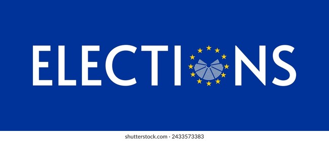 european elections vector poster with parliament symbol and yellow stars