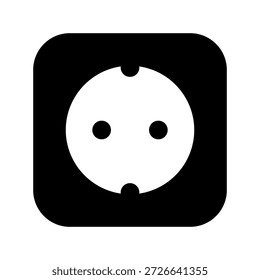 European electrical socket icon with round holes and grounding clips