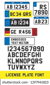 European Embossed Plate Number Text Vector Stock Vector (Royalty Free ...