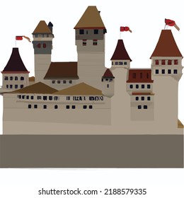 European Fantasy Medieval Castle Vector Illustration Stone