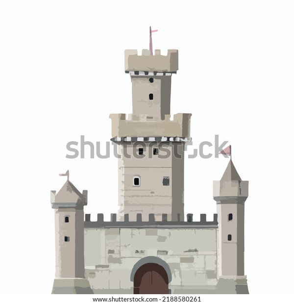 European Fantasy Medieval Castle Vector Illustration Stock Vector ...