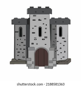 European Fantasy Stone Medieval Castle Vector Illustration 