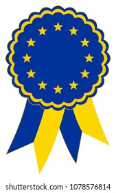 European Flag Award Ribbon vector in the original national colours blue and gold.