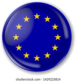 European flag badge. Two layers. Button and flat flag that you can use separately