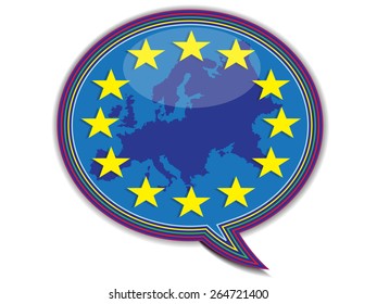 European flag chat bubble, on a white background.Vector