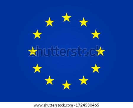 European flag. EU stars in circle. Euro union, Europe parliament. Yellow stars on blue background is symbol of Europa. Patriot of western. Texture of nation, state, study, tourism in eurozone. Vector.