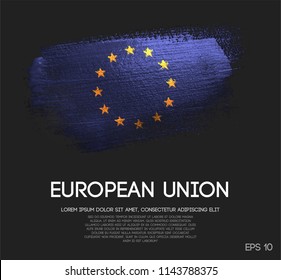 European Flag Made of Glitter Sparkle Brush Paint Vector